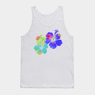 PixDezines Aloha Hibiscus, Purple, Lime, Aqua Tank Top